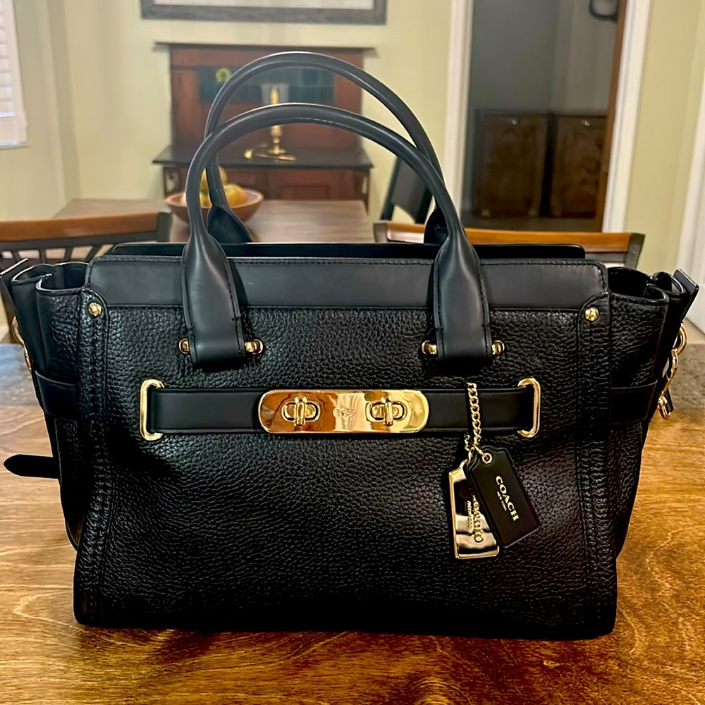 Coach large black swagger bag